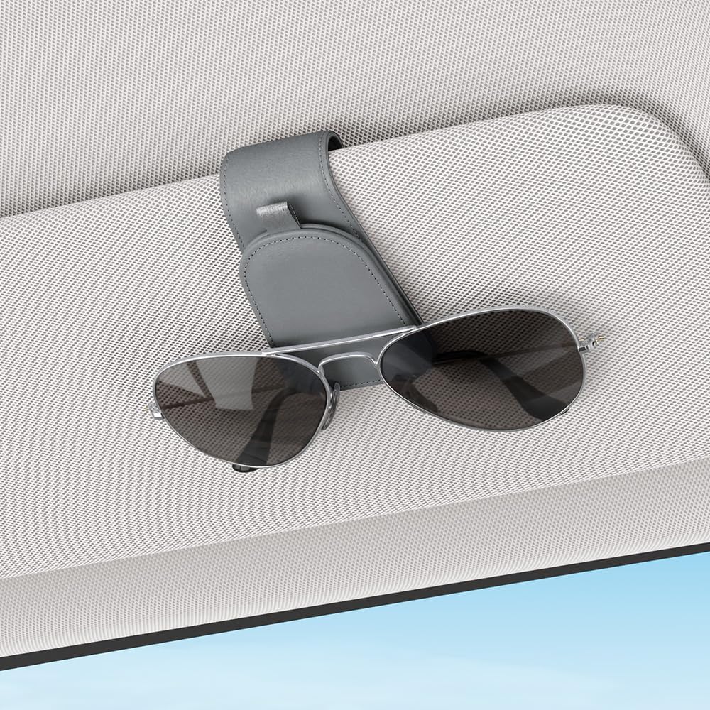 Sotfamily Sunglass Holder for Car Visor, Suede Cloth Magnetic Sunglass Organizer for Car Accessories, 2 Packs, Gray - Image 3