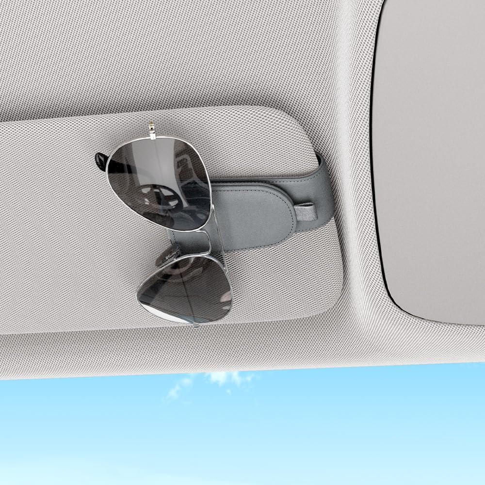 Sotfamily Sunglass Holder for Car Visor, Suede Cloth Magnetic Sunglass Organizer for Car Accessories, 2 Packs, Gray - Image 4