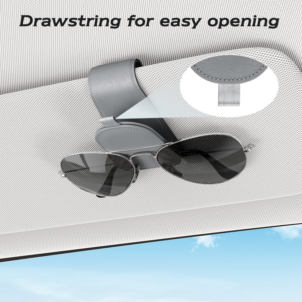 Sotfamily Sunglass Holder for Car Visor, Suede Cloth Magnetic Sunglass Organizer for Car Accessories, 2 Packs, Gray - Image 6