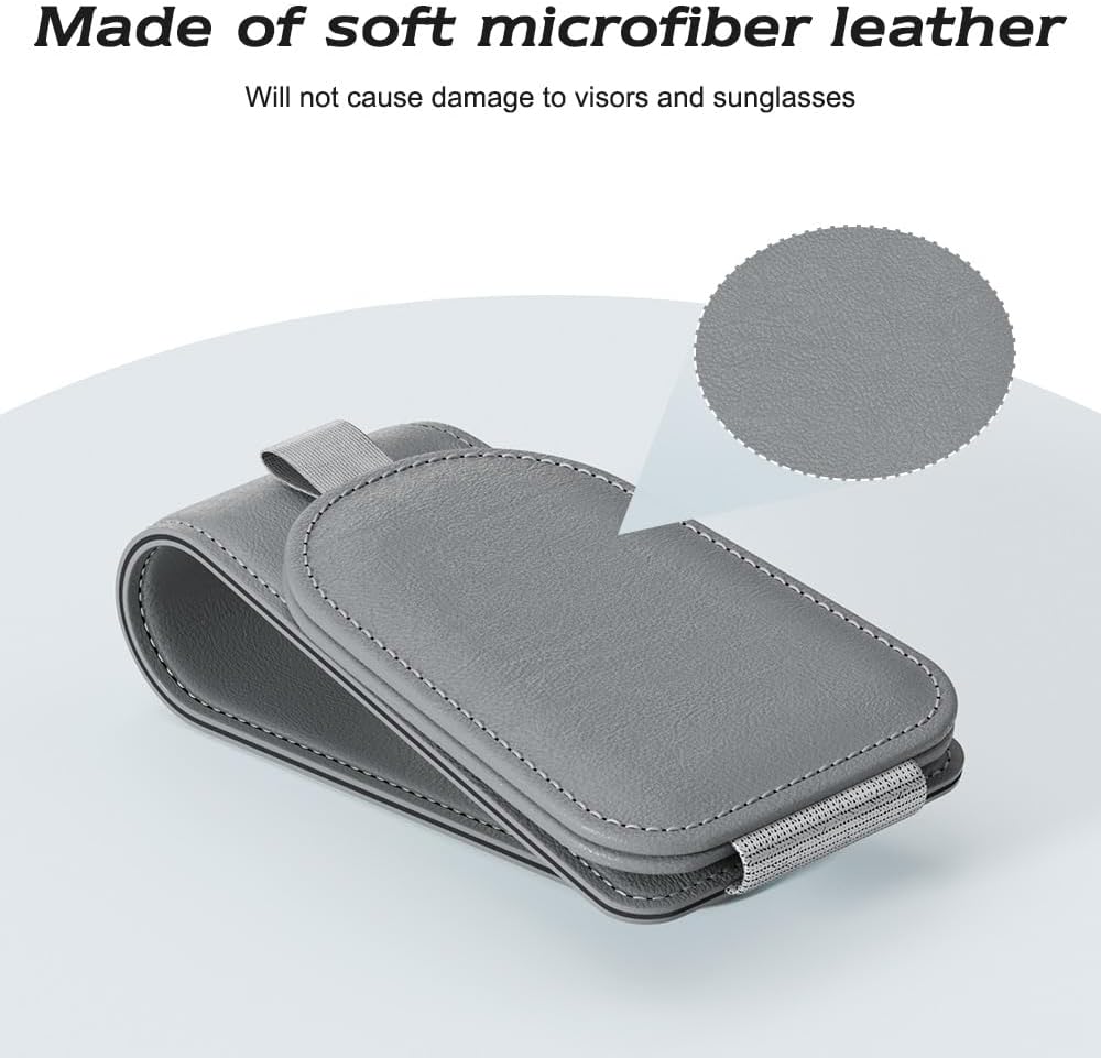 Sotfamily Sunglass Holder for Car Visor, Suede Cloth Magnetic Sunglass Organizer for Car Accessories, 2 Packs, Gray - Image 8