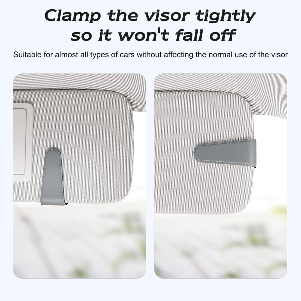 Sotfamily Sunglass Holder for Car Visor, Suede Cloth Magnetic Sunglass Organizer for Car Accessories, 2 Packs, Gray - Image 10